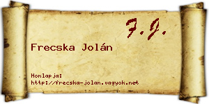 Frecska Jolán névjegykártya