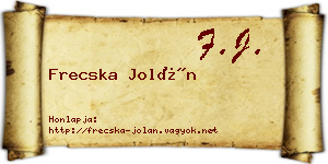 Frecska Jolán névjegykártya
